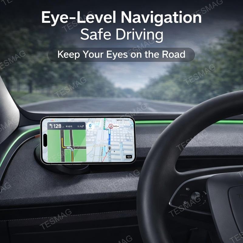 MagSafe Compatible A-Pillar Magnetic Phone Mount for Tesla Model 3 Highland/Model Y Juniper 