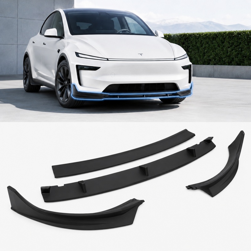 Matte Black Front Bumper Lip Splitter for Tesla Model Y Juniper 2025+ | 4PC ABS Kit