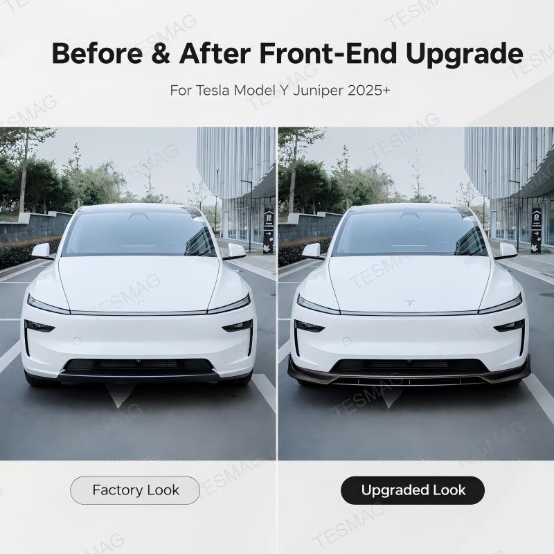 Matte Black Front Bumper Lip Splitter for Tesla Model Y Juniper 2025+ | 4PC ABS Kit