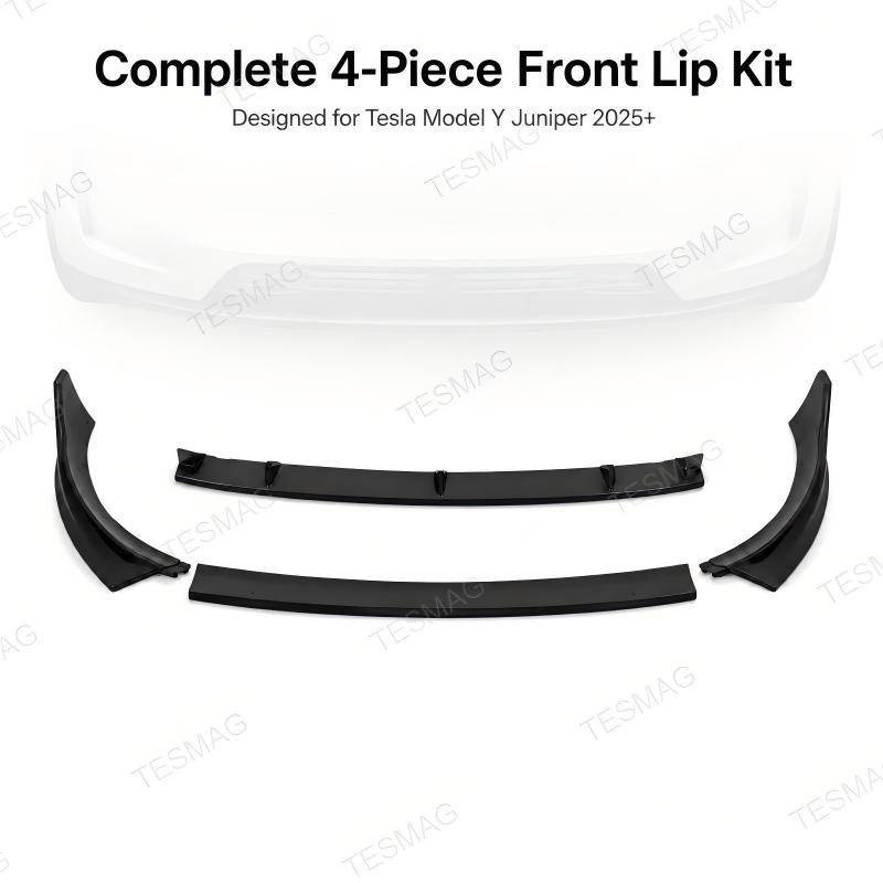 Matte Black Front Bumper Lip Splitter for Tesla Model Y Juniper 2025+ | 4PC ABS Kit