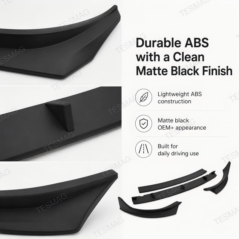Matte Black Front Bumper Lip Splitter for Tesla Model Y Juniper 2025+ | 4PC ABS Kit