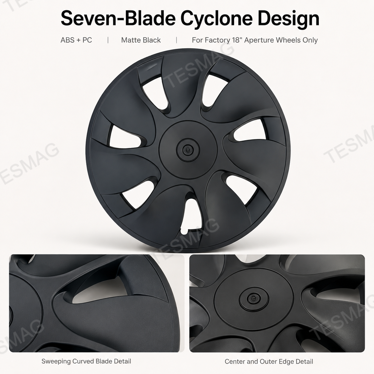 18-Inch Cyclone-Style Aperture Wheel Covers for Tesla Model Y Standard 2026+ 