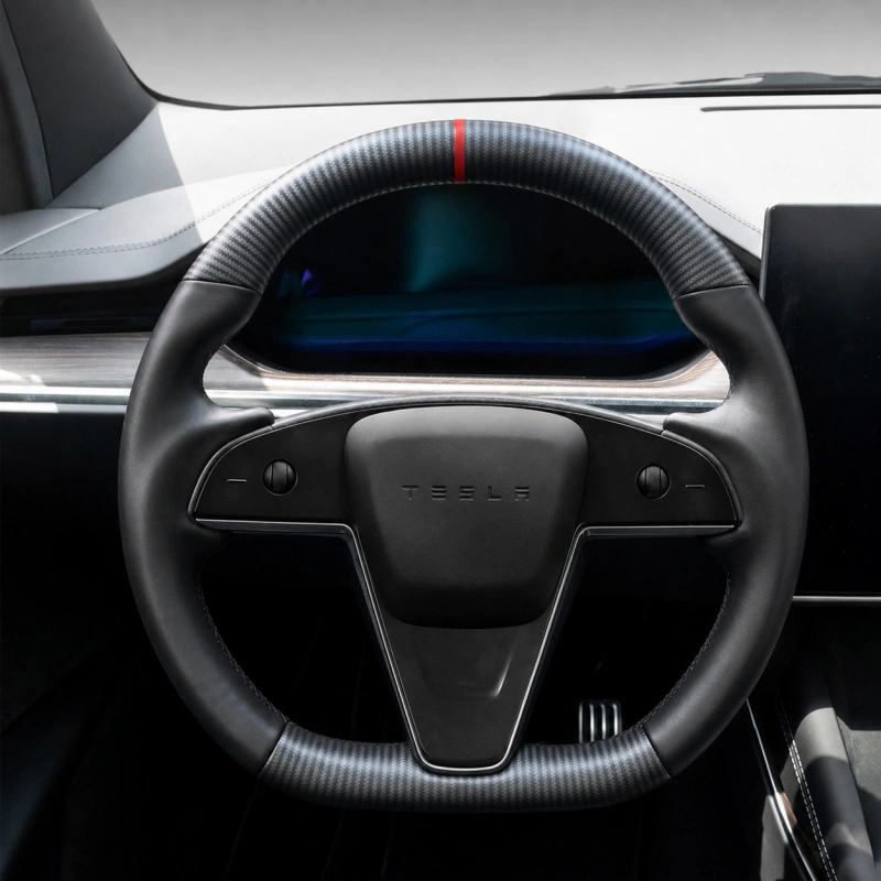 Carbon Fiber Steering Wheel Nappa Leather Handles for Tesla Model X/S