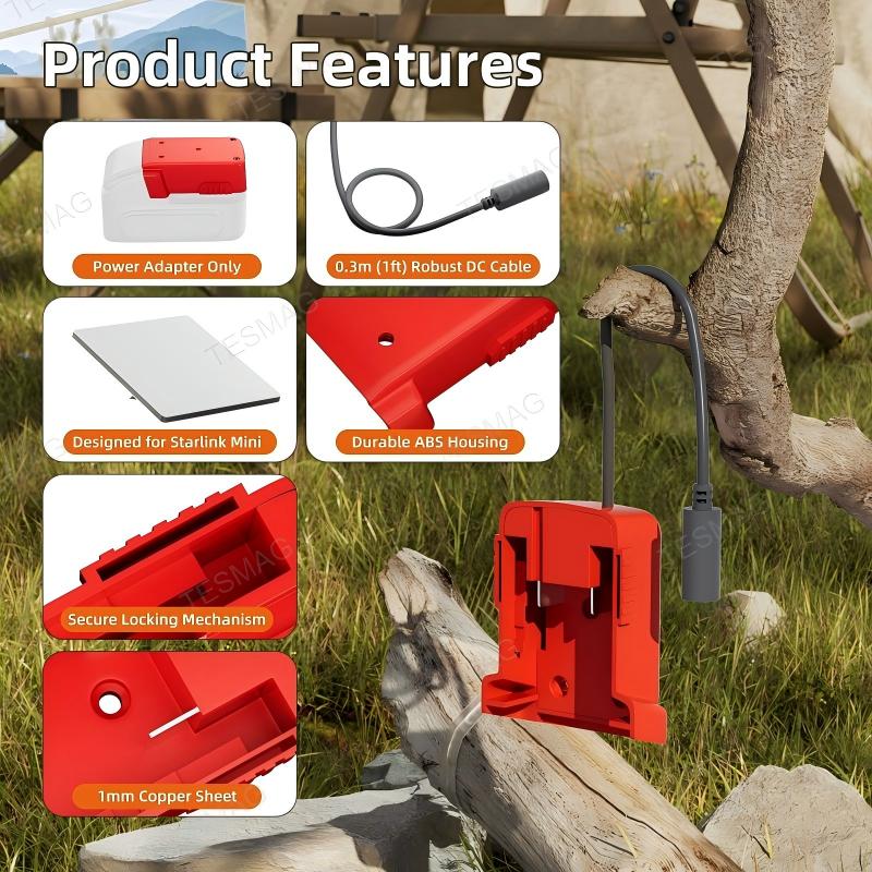Milwaukee M18 18V Battery to DC Power Adapter Compatible with Starlink Mini