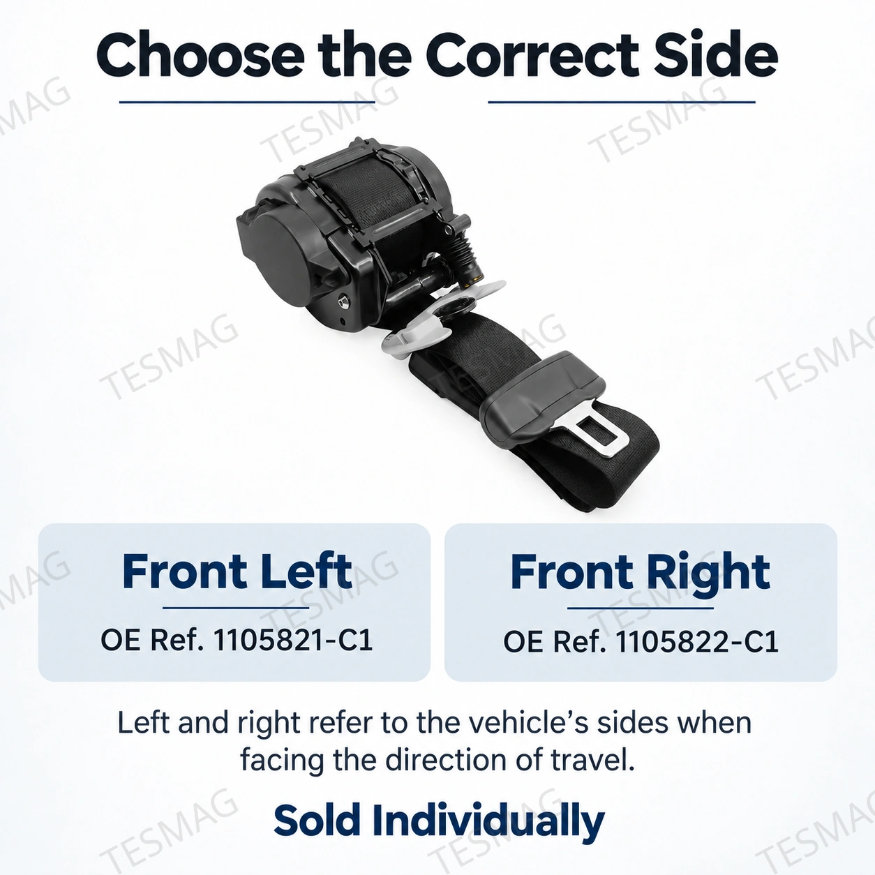 Front Seat Belt Assembly for Tesla Model 3 2017–Oct 2023 | 1105821-C1/1105822-C1