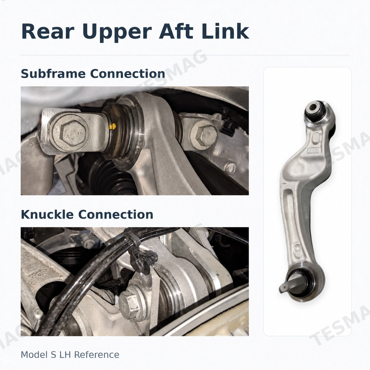 Rear Upper Aft Control Arm for Tesla Model S/X Palladium 2021–2025, Left or Right