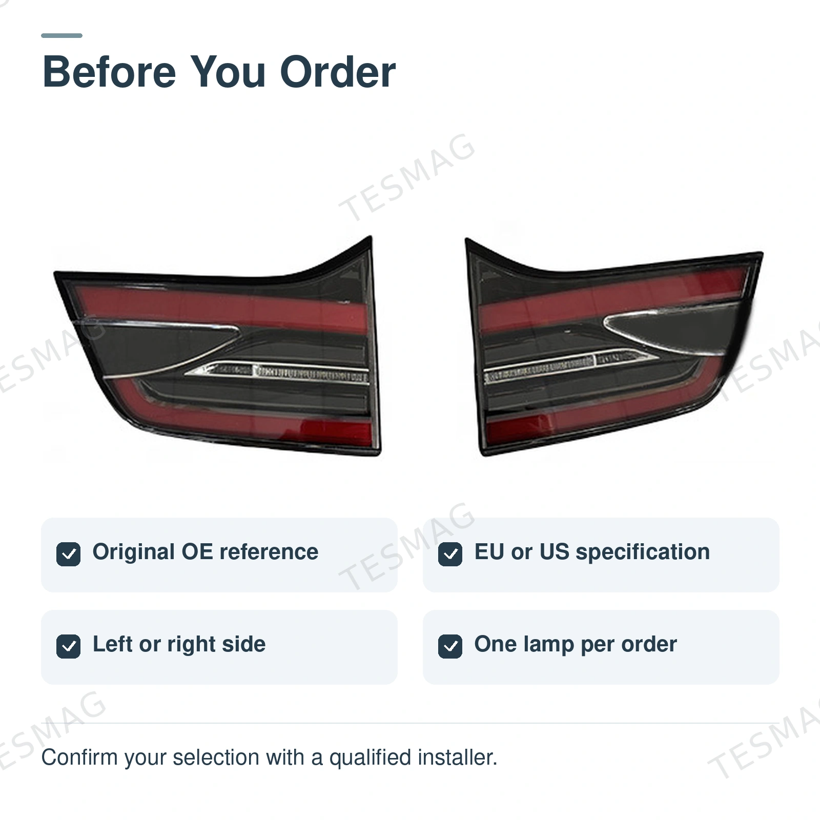 Tesla Model X Inner Tail Light 2016–2020 | EU/US, Left or Right
