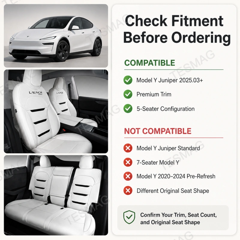 Nappa Leather Seat Covers for Model Y Juniper 2025.03+ Premium 5-Seater
