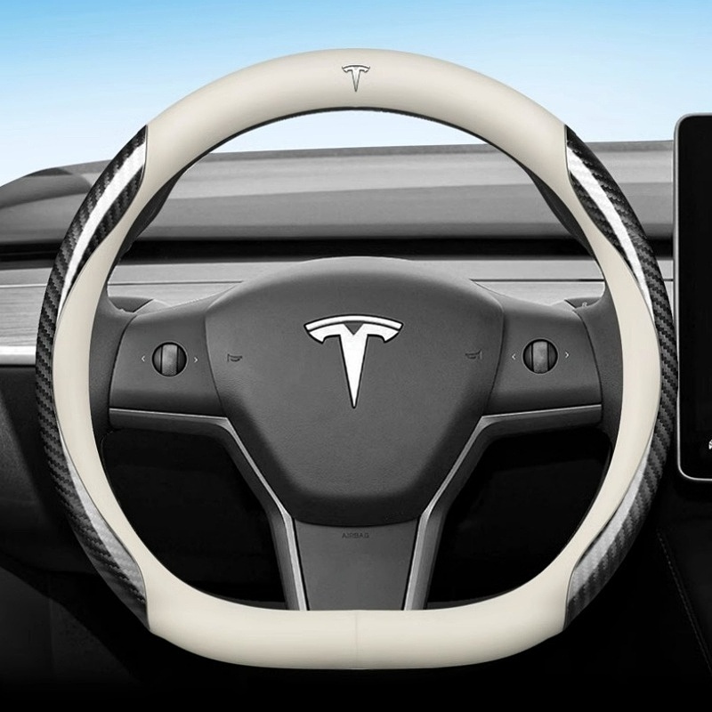 Nappa Leather Steering Wheel Cover for Tesla Model 3/Y