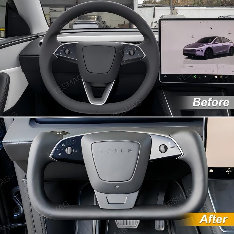 Nappa Leather Yoke Steering Wheel for Tesla Model Y Juniper/3 Highland