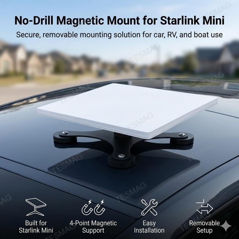 No-Drill Magnetic Mount for Starlink Mini RV Car Boat & Yacht Use