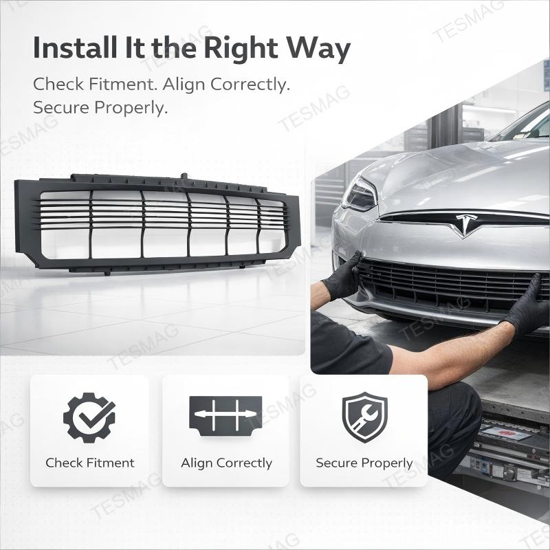 OE-Style Front Lower Center Grille for Tesla Model S 2016-2021 Replacement 1058022-00-B