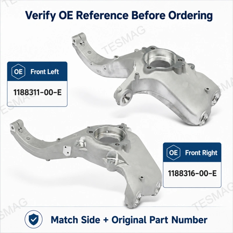Front Steering Knuckle Replacement for Tesla Model Y 2020-2024 OE 1188311-00-E 1188316-00-E