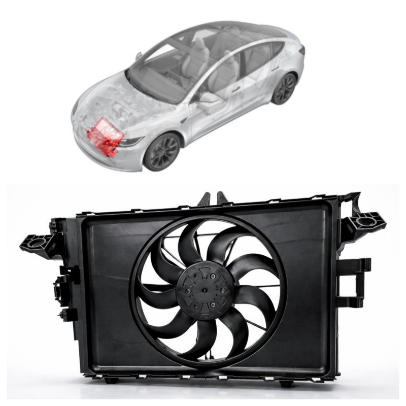 OEM-Style Cooling Fan & Shroud Assembly Replacement for Tesla Model 3 1077084-00-E