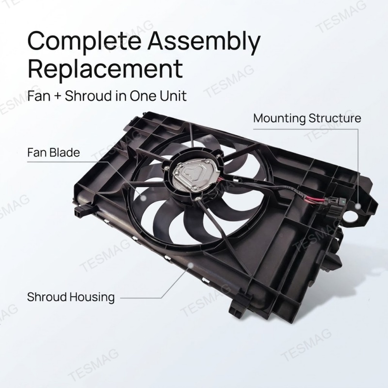 OEM-Style Cooling Fan & Shroud Assembly Replacement for Tesla Model 3 1077084-00-E