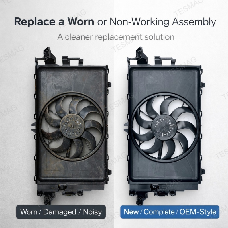 OEM-Style Cooling Fan & Shroud Assembly Replacement for Tesla Model 3 1077084-00-E