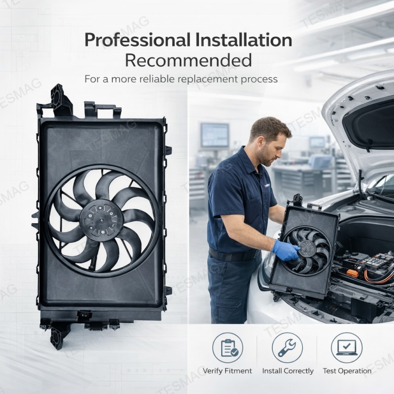 OEM-Style Cooling Fan & Shroud Assembly Replacement for Tesla Model 3 1077084-00-E