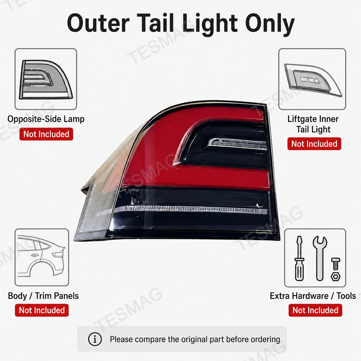 Rear Outer Tail Light for Tesla Model X 2016–2020 | Left 1034334-00-A / Right 1034335-00-A