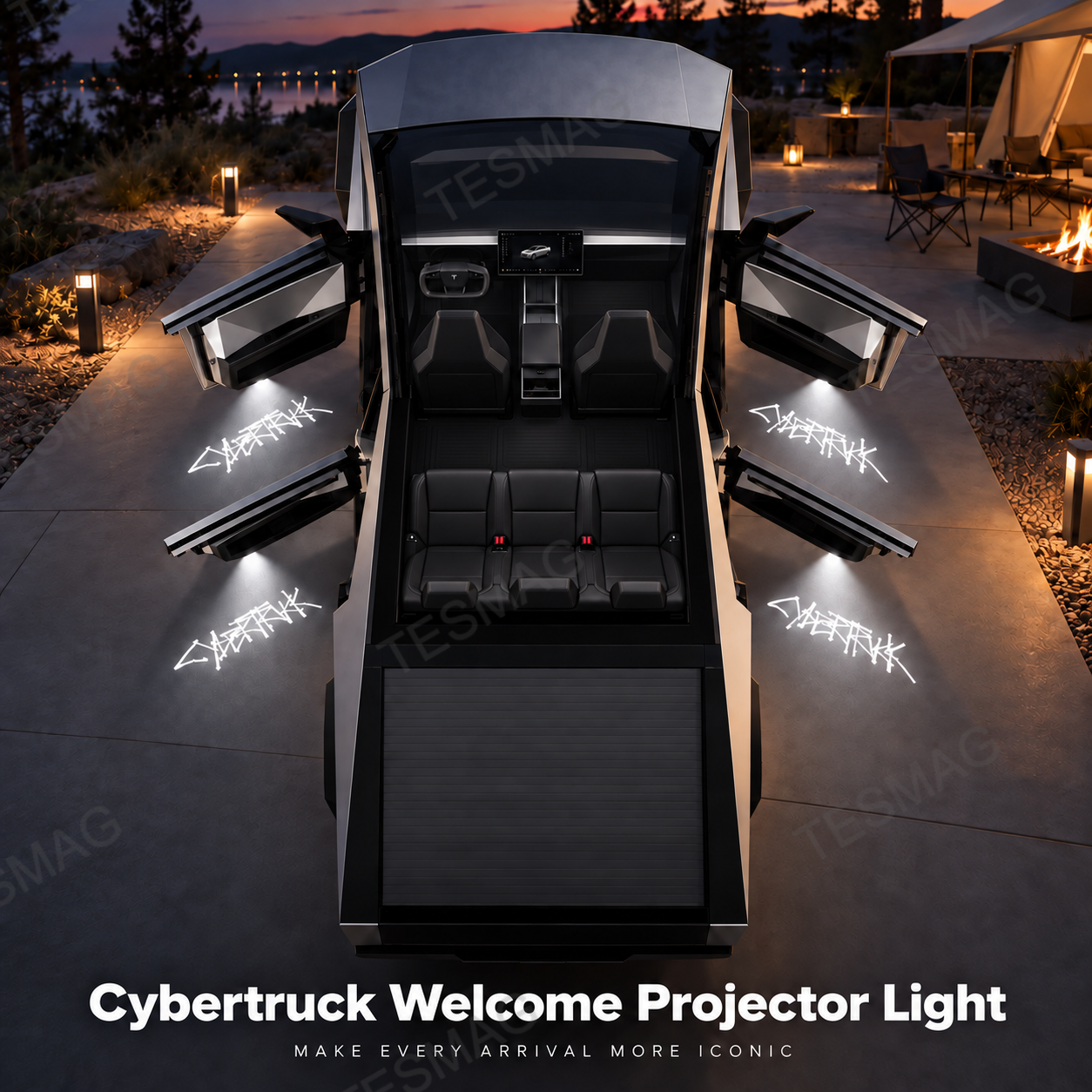 Door Projection Puddle Lights for Tesla Cybertruck 2024–2026