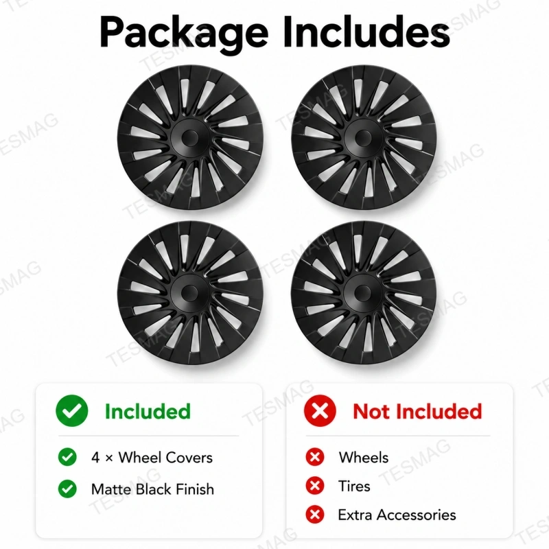 Matte Black Aero Wheel Covers for 2026 Model Y 18" Aperture Wheels – Set of 4
