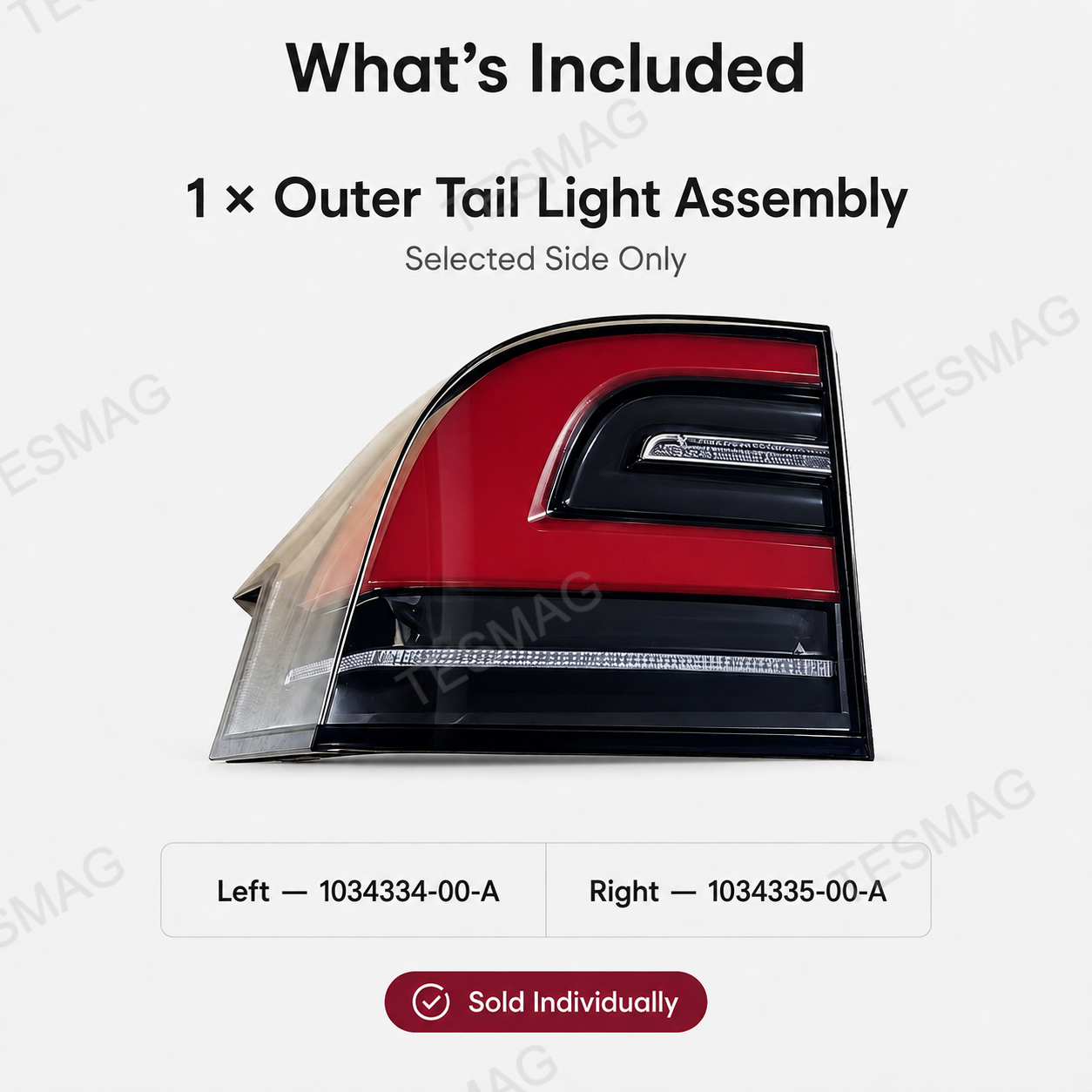 Rear Outer Tail Light for Tesla Model X 2016–2020 | Left 1034334-00-A / Right 1034335-00-A