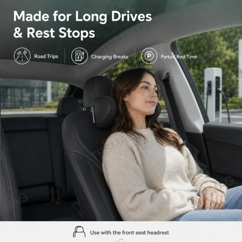 Adjustable Memory Foam Headrest Pillow for Tesla Model 3/Y
