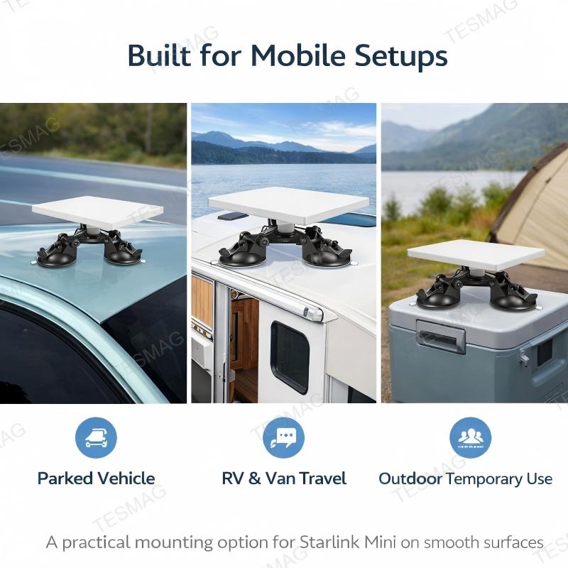 Portable Suction Mount Base for Starlink Mini