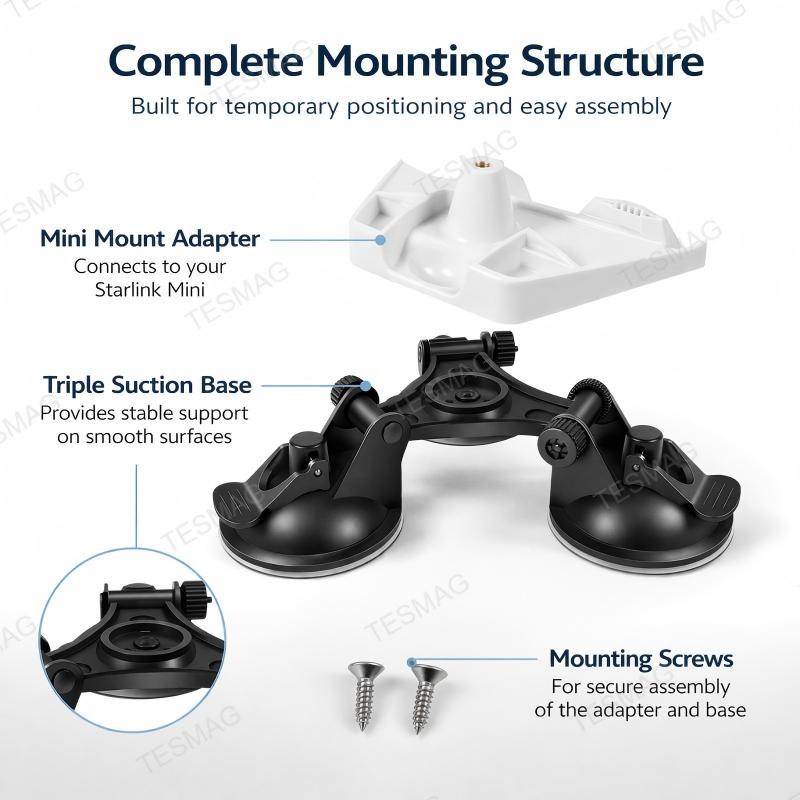 Portable Suction Mount Base for Starlink Mini