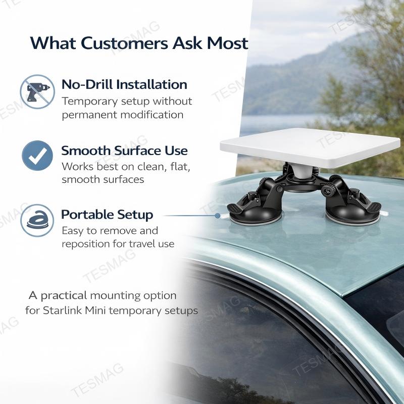 Portable Suction Mount Base for Starlink Mini