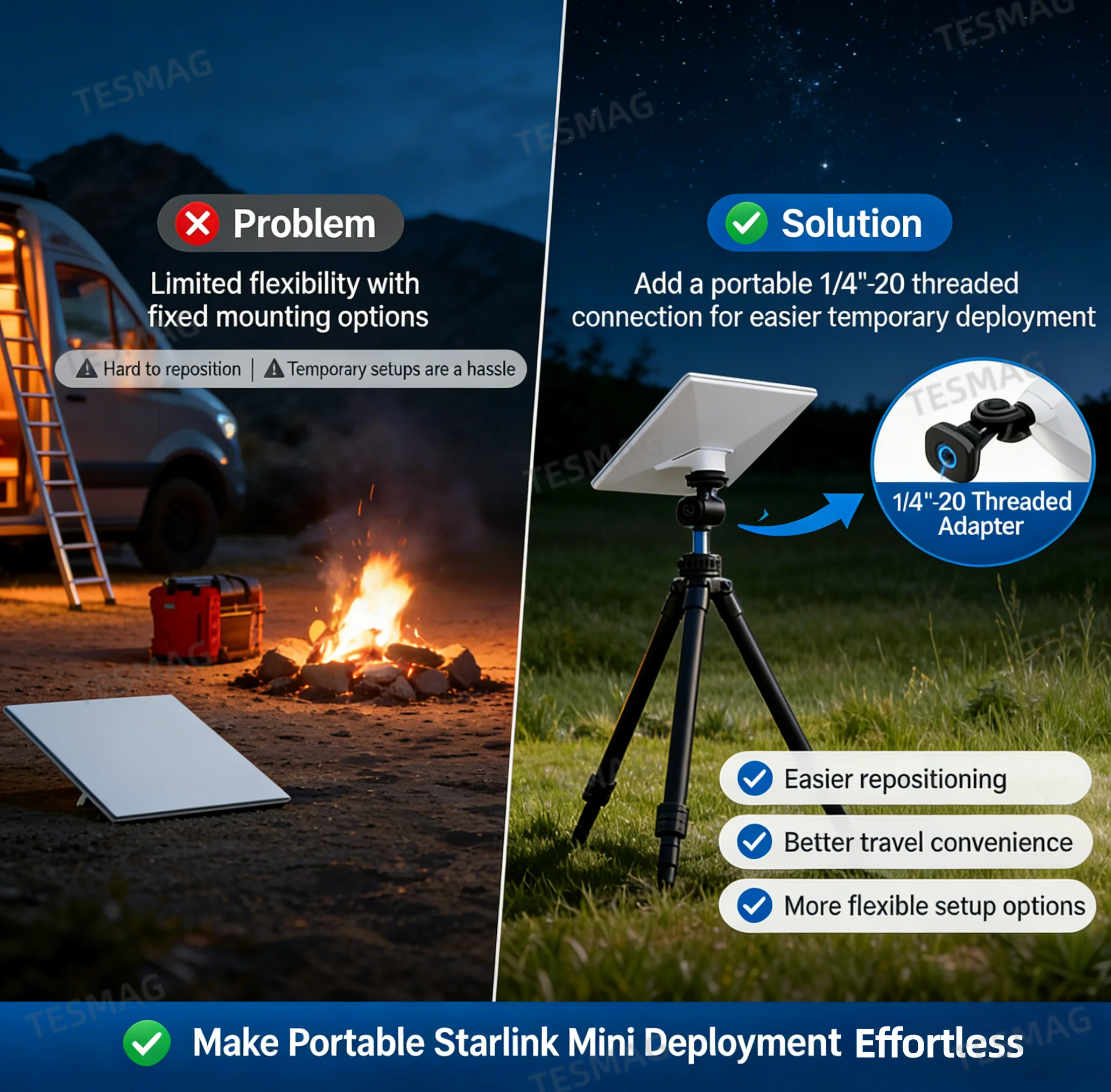 Portable Tripod Adapter for Starlink Mini