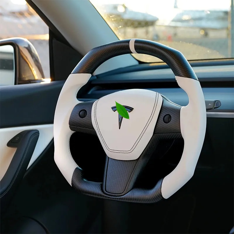 Premium Square Carbon Fiber Steering Wheel for Tesla Model 3/Y