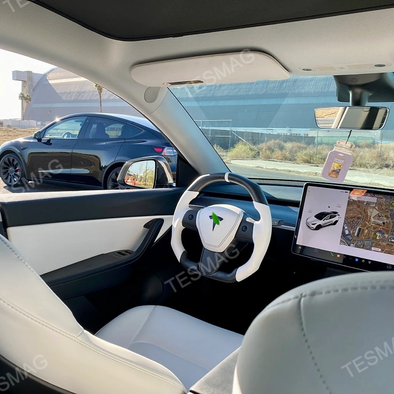 Premium Square Carbon Fiber Steering Wheel for Tesla Model 3/Y
