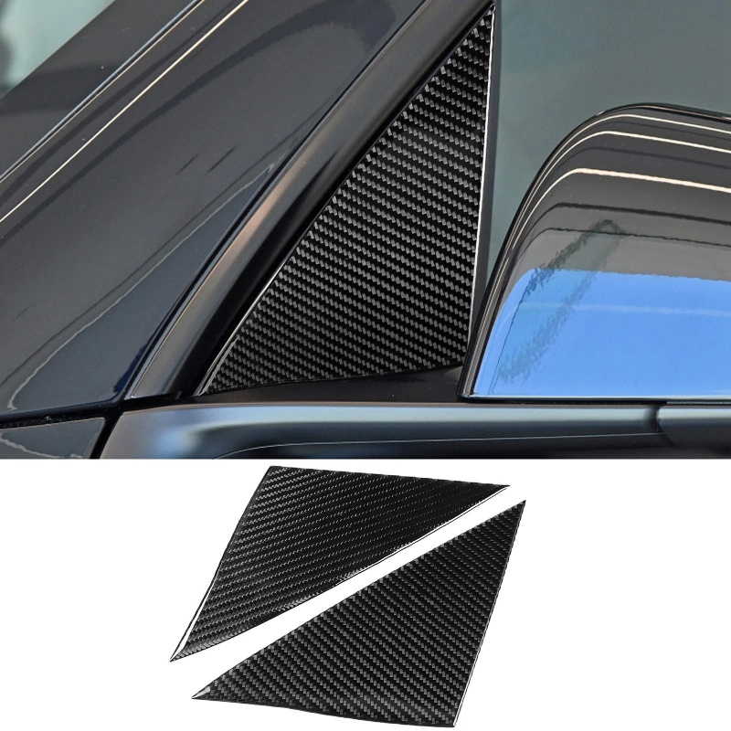 Real Carbon Fiber A-Pillar Triangle Window Cover Trim For Tesla Model Y 