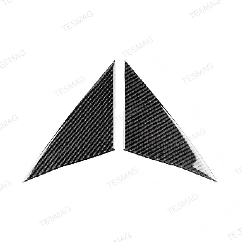 Real Carbon Fiber A-Pillar Triangle Window Cover Trim For Tesla Model Y 
