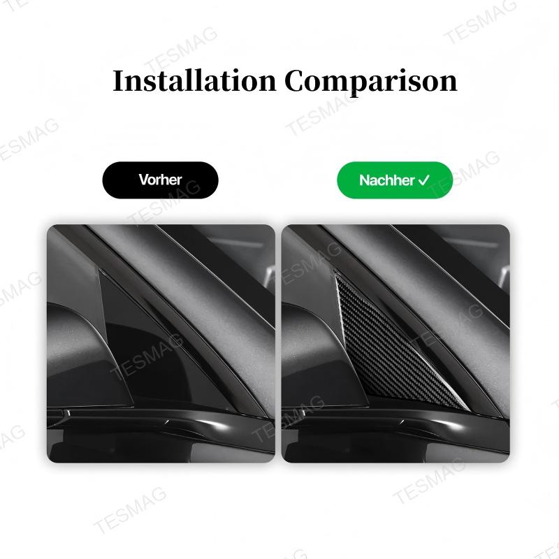 Real Carbon Fiber A-Pillar Triangle Window Cover Trim For Tesla Model Y 