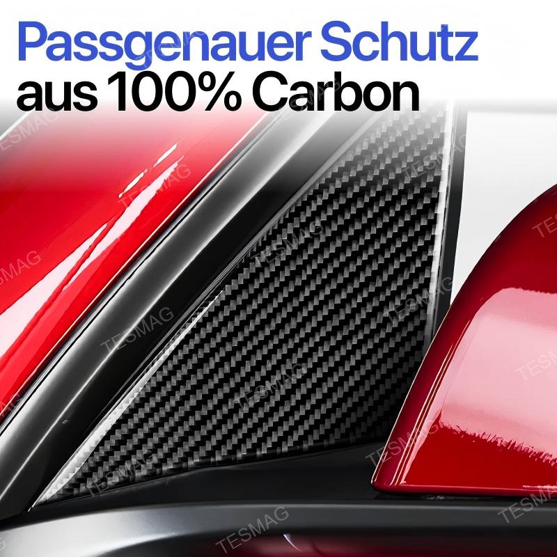 Real Carbon Fiber A-Pillar Triangle Window Cover Trim For Tesla Model Y 
