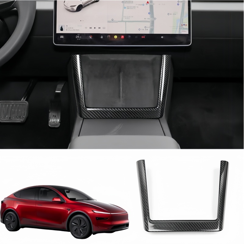 Real Carbon Fiber Center Console Charging Frame Cover for Tesla Model 3 Highland / Y Juniper