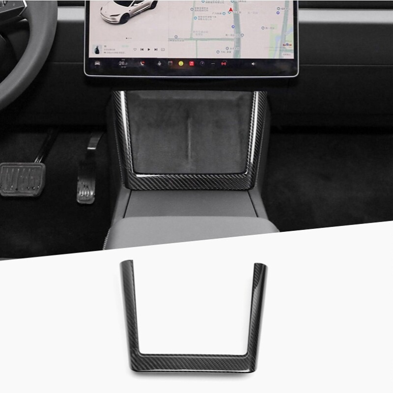 Real Carbon Fiber Center Console Charging Frame Cover for Tesla Model 3 Highland / Y Juniper