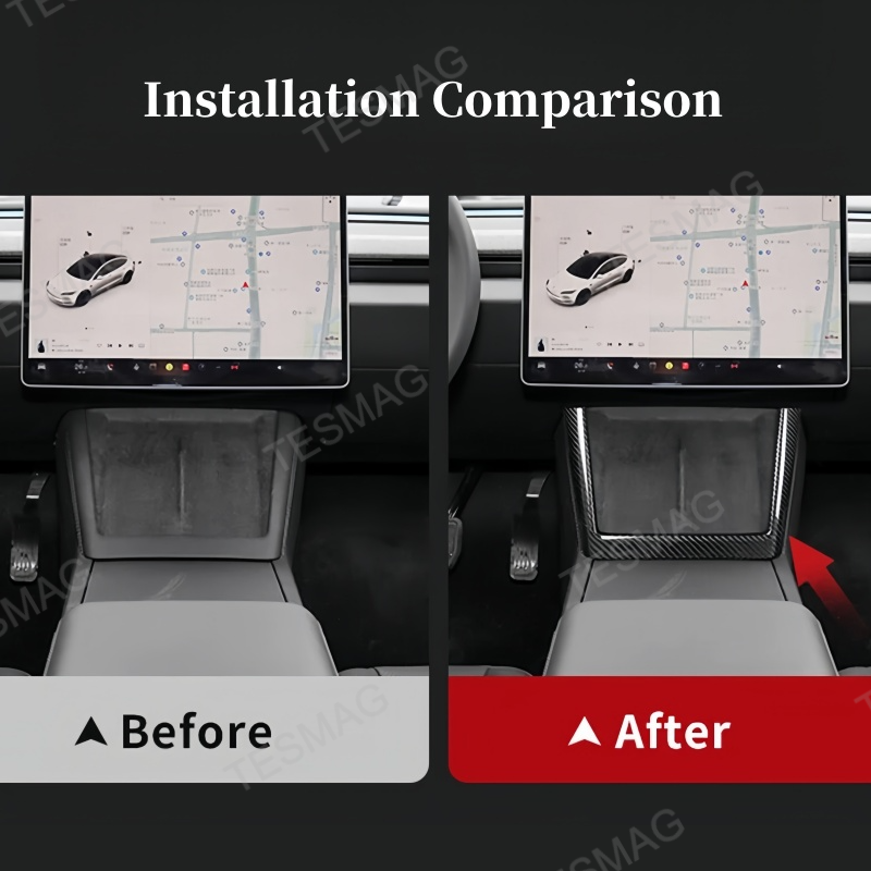 Real Carbon Fiber Center Console Charging Frame Cover for Tesla Model 3 Highland / Y Juniper