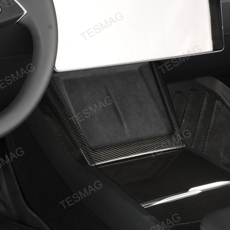 Real Carbon Fiber Center Console Charging Frame Cover for Tesla Model 3 Highland / Y Juniper