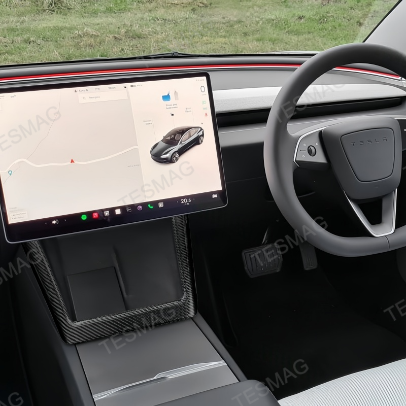 Real Carbon Fiber Center Console Charging Frame Cover for Tesla Model 3 Highland / Y Juniper