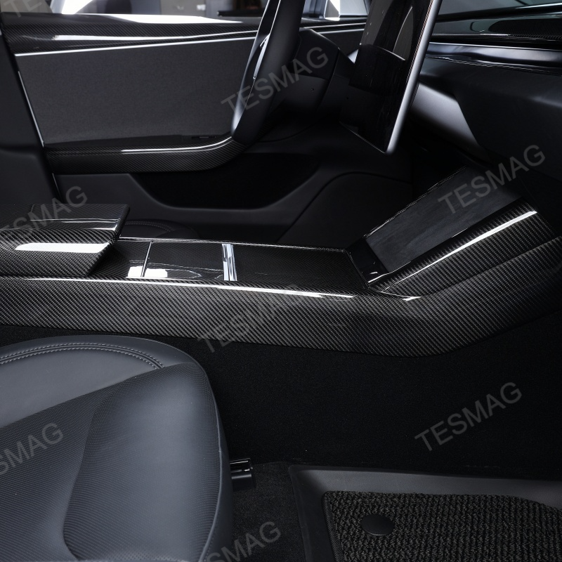 Real Carbon Fiber Console Side Panel Protector For Tesla Model Y Juniper