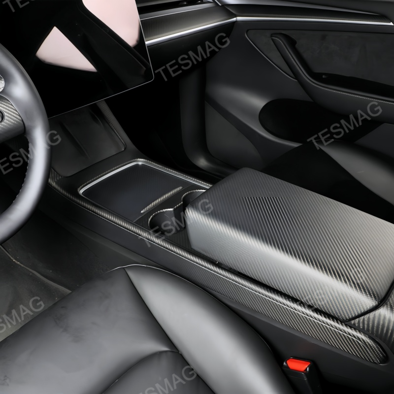 Real Carbon Fiber Console Side Panel Protector For Tesla Model Y Juniper