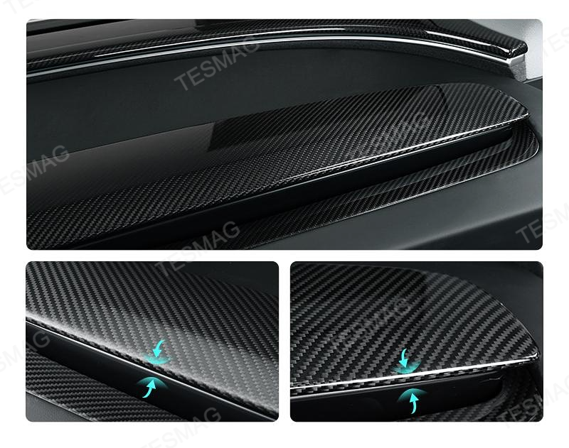 Real Carbon Fiber Dashboard Air Vent Overlay Kit For Tesla Model 3/Y