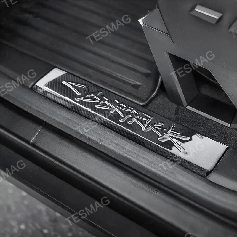 Real Carbon Fiber Door Sill Protection for Tesla Cybertruck