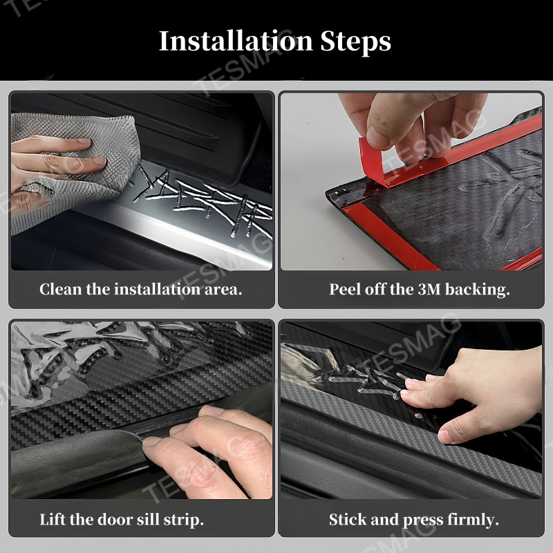 Real Carbon Fiber Door Sill Protection for Tesla Cybertruck