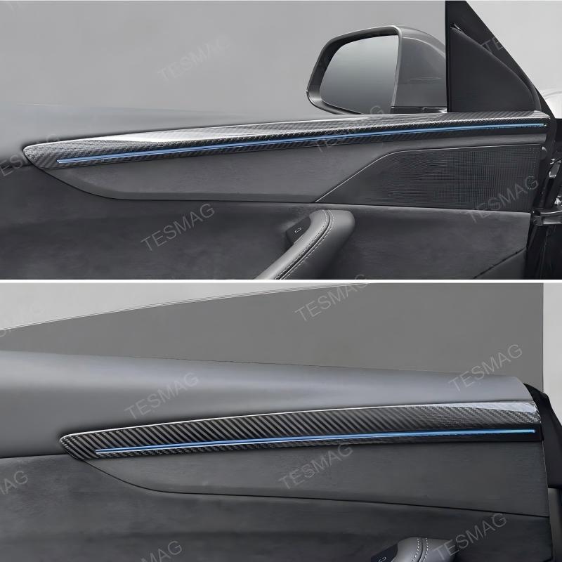 Real Carbon Fiber Front & Rear Door Trim Covers for Tesla Model Y Juniper