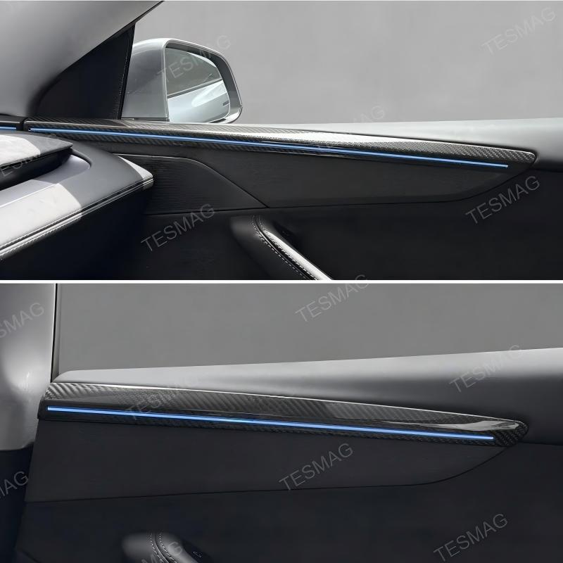 Real Carbon Fiber Front & Rear Door Trim Covers for Tesla Model Y Juniper