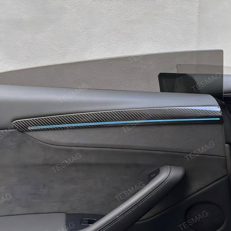 Real Carbon Fiber Front & Rear Door Trim Covers for Tesla Model Y Juniper