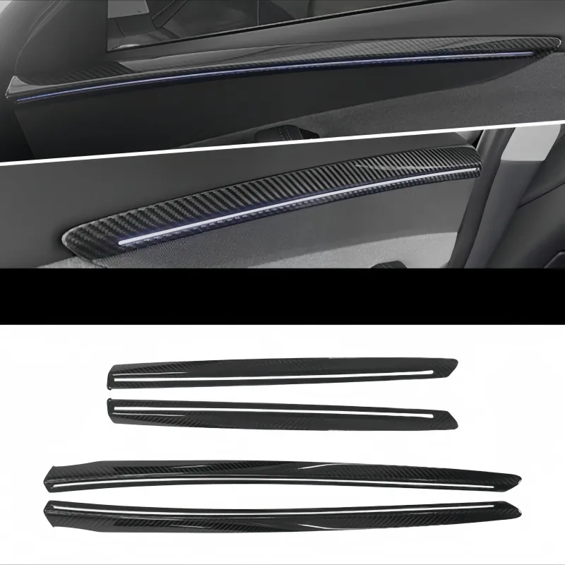 Real Carbon Fiber Front & Rear Door Trim Covers for Tesla Model Y Juniper